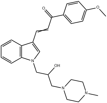 3-{1-[2-hydroxy-3-(4-methyl-1-piperazinyl)propyl]-1H-indol-3-yl}-1-(4-methoxyphenyl)-2-propen-1-one Struktur