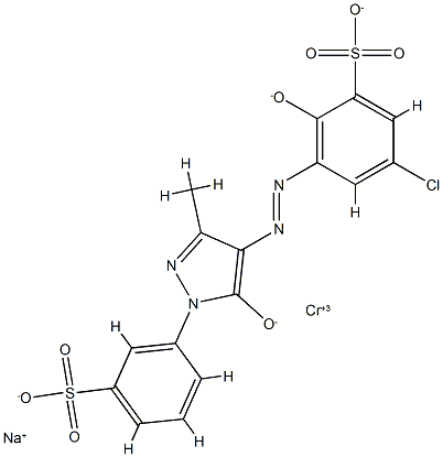 sodium [5-chloro-3-[[4,5-dihydro-3-methyl-5-oxo-1-(3-sulphophenyl)-1H-pyrazol-4-yl]azo]-2-hydroxybenzenesulphonato(4-)]chromate(1-)  Struktur