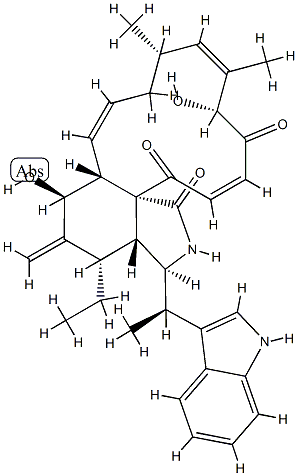 (3S,5S,7S,13E,16S,17E,19R,21E)-5-Ethyl-7,19-dihydroxy-3-[(R)-1-(1H-indol-3-yl)ethyl]-16,18-dimethyl-10,11-dinor[13]cytochalasa-6(12),13,17,21-tetrene-1,20,23-trione Struktur