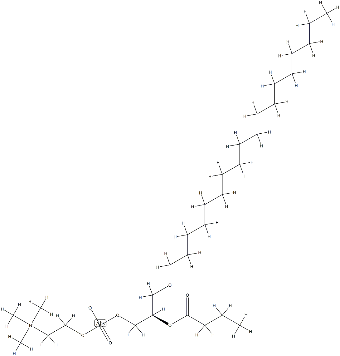 1-0-octadecyl-2-butyryl-sn-glycero-3-phosphocholine Struktur