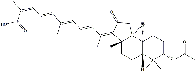 (8α,9β,14Z,16E,17aE,22E,24Z)-3β-(Acetyloxy)-15-methyl-13-oxo-D-homo-C,30-dinor-13,17a-seco-5α-dammara-14,16,17a(20),22,24-penten-26-oic acid Struktur