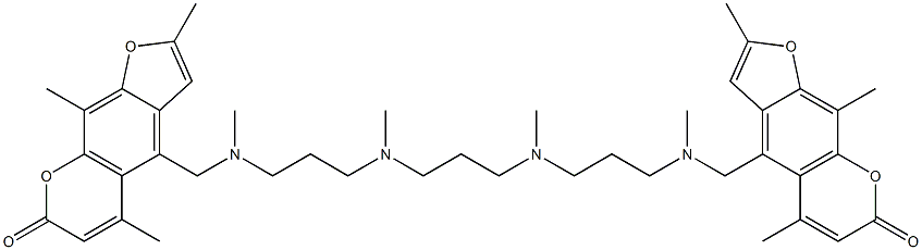 1,15-bis(4'-trioxsalen)-2,6,10,14-tetramethyl-2,6,10,14-tetrazapentadecane Struktur