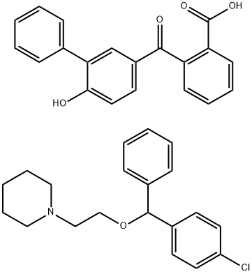 o-[(2'-hydroxy[1,1'-biphenyl]-4-yl)carbonyl]benzoic acid, compound with 1-[2-(4-chlorobenzhydryloxy)ethyl]piperidine (1:1) Struktur