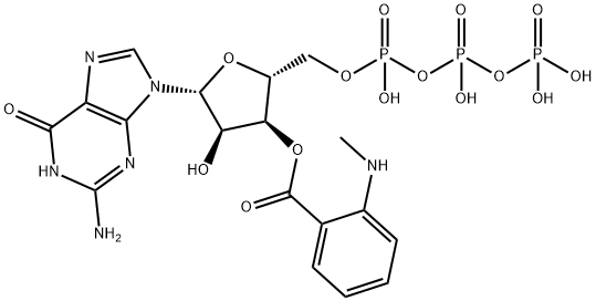 2'(3')-O-(N-methyl)anthraniloylguanosine 5'-triphosphate Struktur