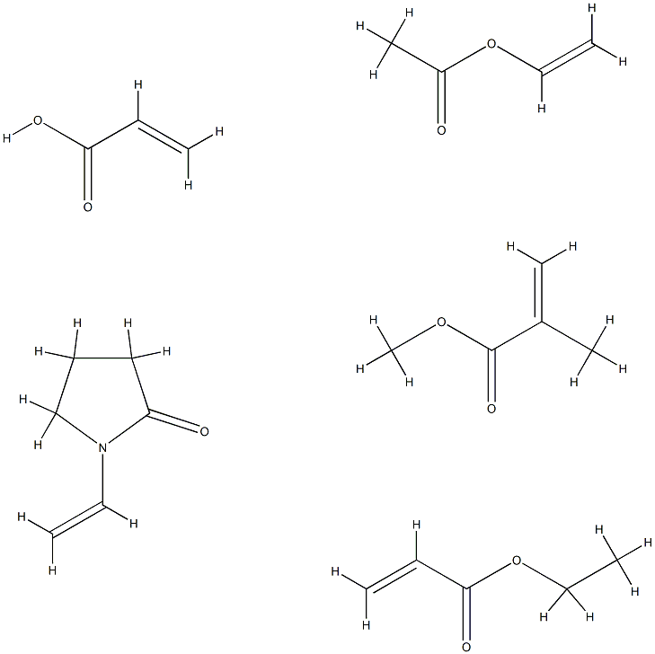 2-Propenoic acid, 2-methyl-, methyl ester, polymer with ethenyl acetate, 1-ethenyl-2-pyrrolidinone, ethyl 2-propenoate and 2-propenoic acid Struktur