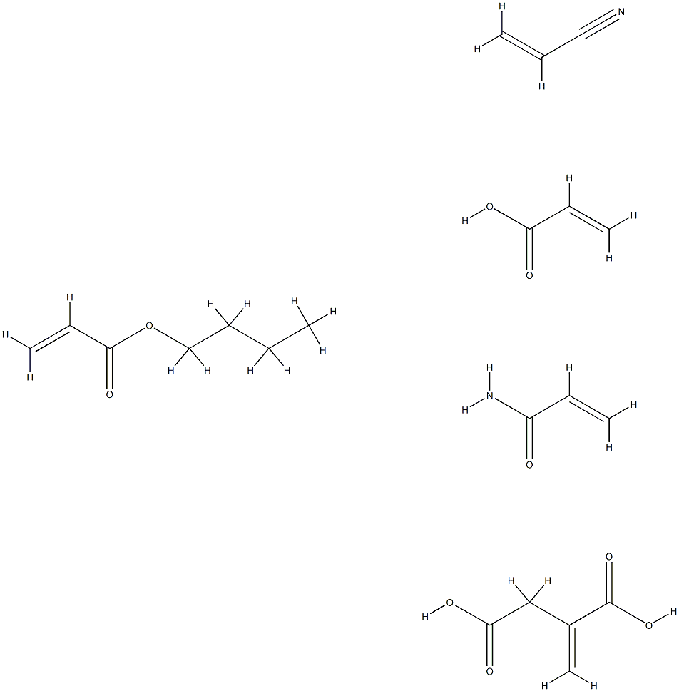 Butanedioic acid, methylene-, polymer with butyl 2-propenoate, 2-propenamide, 2-propenenitrile and 2-propenoic acid Struktur