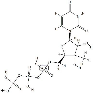 1-(3'-C-methyl-beta-D-ribofuranosyl)uracil 5'-triphosphate Struktur