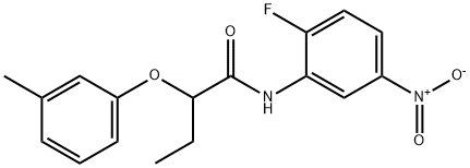 N-(2-fluoro-5-nitrophenyl)-2-(3-methylphenoxy)butanamide Struktur