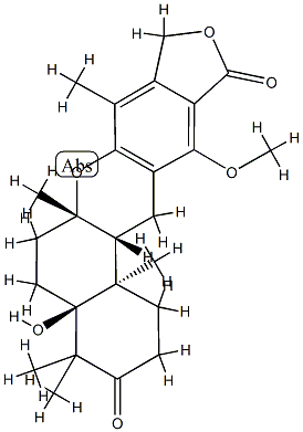 [4aS,(-)]-1,4,4a,5,6,6a,9,13,13aβ,13b-Decahydro-4aβ-hydroxy-12-methoxy-4,4,6aβ,8,13bα-pentamethyl-2H-benzo[a]furo[3,4-i]xanthene-3,11-dione Struktur