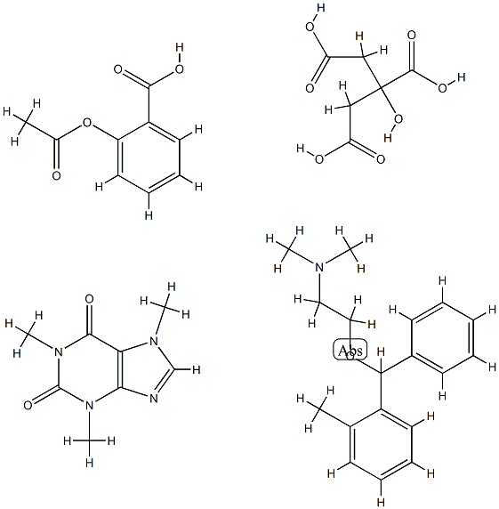 2-acetyloxybenzoic acid, N,N-dimethyl-2-[(2-methylphenyl)-phenyl-metho xy]ethanamine, 2-hydroxypropane-1,2,3-tricarboxylic acid, 1,3,7-trimet hylpurine-2,6-dione Struktur