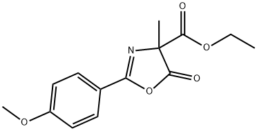 4-Oxazolecarboxylic  acid,  4,5-dihydro-2-(4-methoxyphenyl)-4-methyl-5-oxo-,  ethyl  ester Struktur