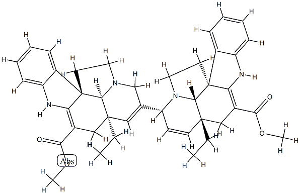 (5α,5'α,8'β,12β,12'β,19α,19'α)-2,2',3,3',6,6',7,7'-Octadehydro-7,8'-biaspidospermidine-3,3'-dicarboxylic acid dimethyl ester Struktur