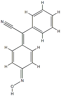 (4-Hydroxyimino-cyclohexa-2,5-dienylidene)-phenyl-acetonitrile Struktur