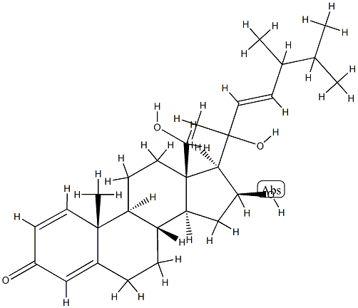 (20ξ,22E,24ξ)-16β,18,20-Trihydroxy-1,4,22-ergostatrien-3-one Struktur