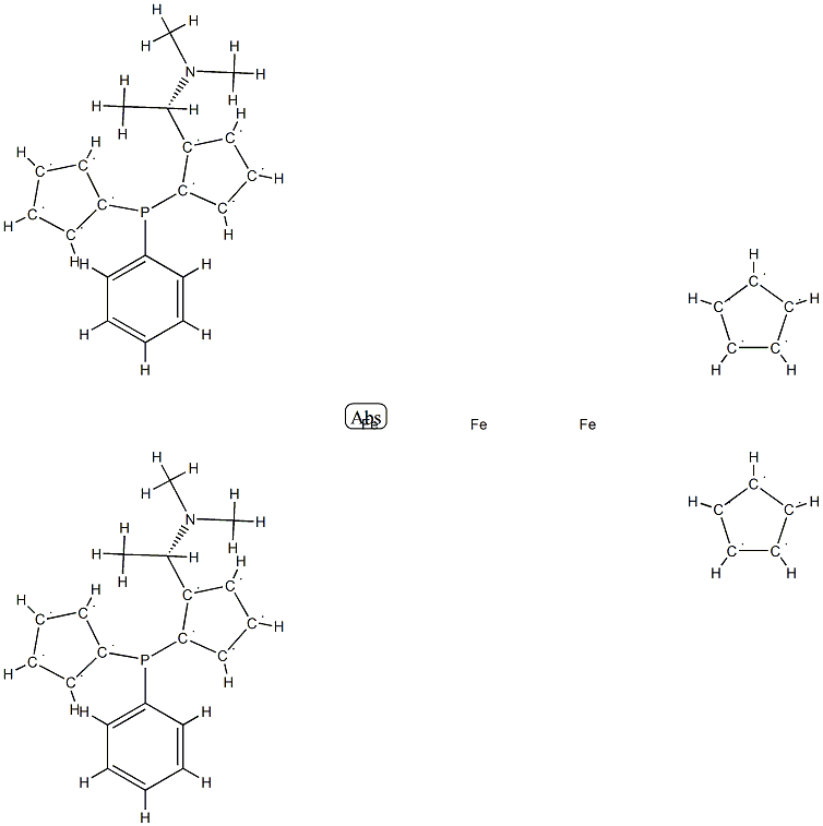 1,1′-Bis{(R)-{(RP)-2-[(S)-1-(diMethylaMino)ethyl]ferrocenyl}phenylphosphino}ferrocene Struktur