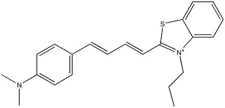 2-(4-(4-N,N-dimethylanilinyl)-1,3-butadienyl)-3-propyl-benzothiazolium Struktur