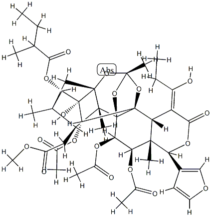 11α,12α-Bis(acetyloxy)-15-[(Z)-1-hydroxypropylidene]phragmalin 30-acetate 3-(2-methylbutyrate) Struktur