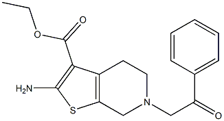 Ethyl-2-amino-6-(2-oxo-2-phenylethyl)-4,5,6,7-tetrahydrothieno[2,3-c]pyridine-3-carboxylate Struktur