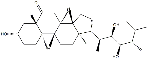 (22R,23R,24S)-3β,22,23-Trihydroxy-5α-ergostan-6-one Struktur