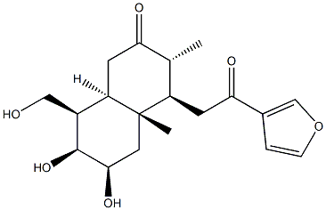 (3R)-4β-[2-(3-Furanyl)-2-oxoethyl]-3,4,4a,5,6,7,8,8aα-octahydro-6β,7β-dihydroxy-8β-(hydroxymethyl)-3α,4aβ-dimethyl-2(1H)-naphthalenone Struktur