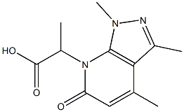 7H-Pyrazolo[3,4-b]pyridine-7-acetic  acid,  1,6-dihydro--alpha-,1,3,4-tetramethyl-6-oxo- Struktur