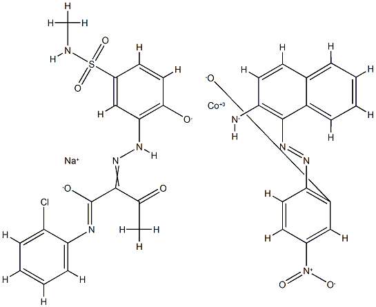 sodium [2-[(2-amino-1-naphthyl)azo]-5-nitrophenolato(2-)][N-(2-chlorophenyl)-2-[[2-hydroxy-5-[(methylamino)sulphonyl]phenyl]azo]-3-oxobutyramidato(2-)]cobaltate(1-) Struktur