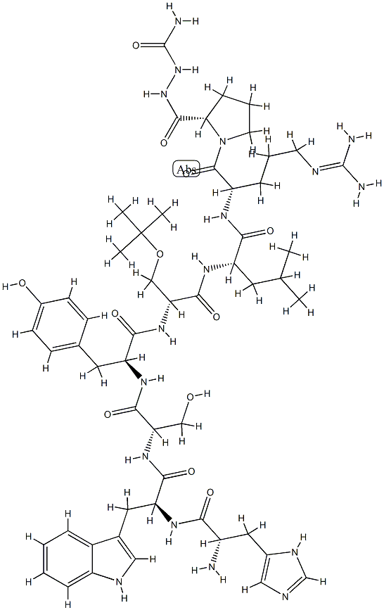 H-HIS-TRP-SER-TYR-D-SER(TBU)-LEU-ARG-PRO-AZAGLY-NH2 Struktur