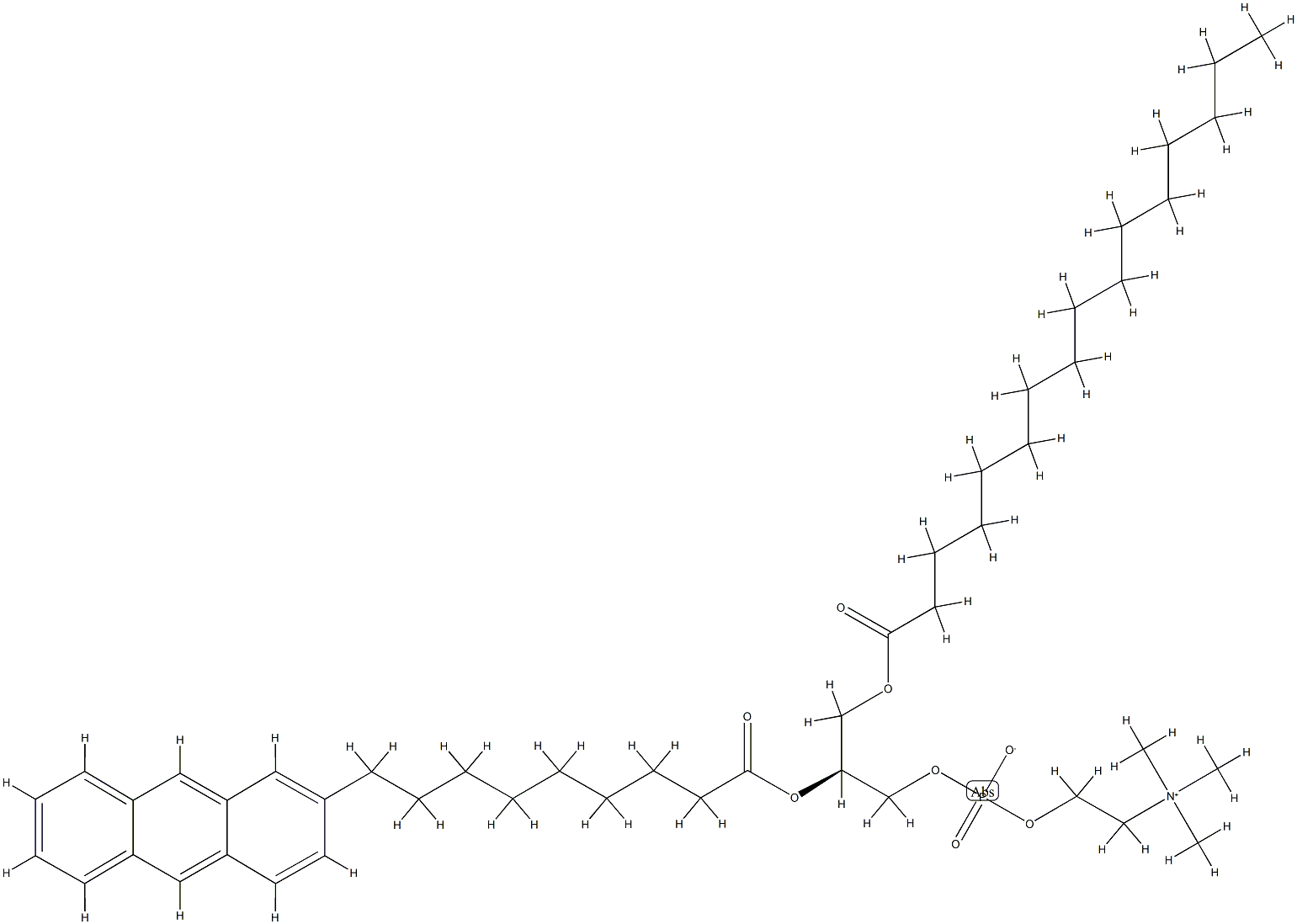 1-palmitoyl-2-(9-(2-anthryl)nonanoyl)glycero-3-phosphocholine Struktur