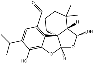 [4aS,6aR,11bR]-1,2,3,4,4aβ,5-Hexahydro-5α,8-dihydroxy-4,4-dimethyl-9-(1-methylethyl)isobenzofuro[1,7a-b]benzofuran-11-carbaldehyde Struktur