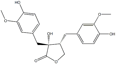 (3R,4R)-3-hydroxy-3,4-bis[(4-hydroxy-3-methoxy-phenyl)methyl]oxolan-2- one Struktur