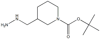 1-Piperidinecarboxylic acid, 3-(hydrazinylmethyl)-, 1,1-dimethylethyl ester Struktur