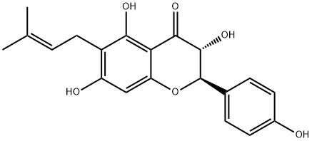 (2R)-2,3-Dihydro-3β,5,7-trihydroxy-2α-(4-hydroxyphenyl)-6-(3-methyl-2-butenyl)-4H-1-benzopyran-4-one Struktur