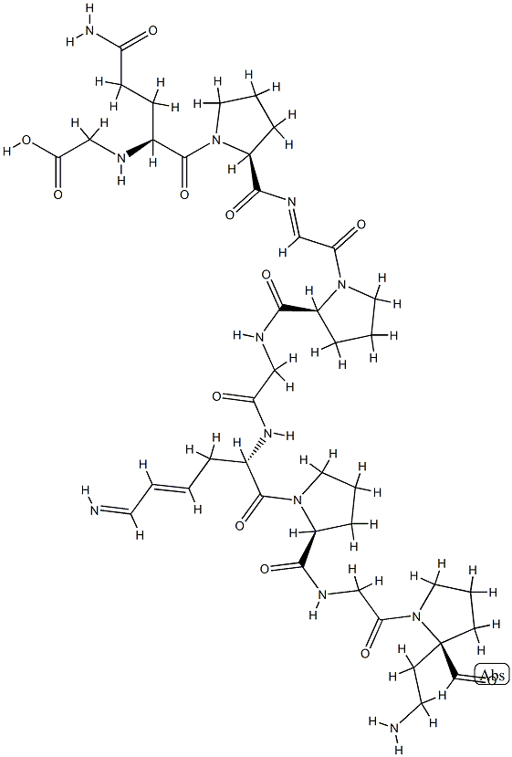 cyclo(lysyl-prolyl-glycyl-prolyl-glycyl-glutamyl-prolyl-glycyl-prolyl-glycyl)cyclo(1epsilon-6-gamma)glycine Struktur