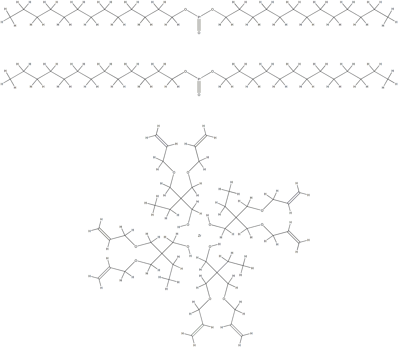 Zirconate(2-), tetrakis2,2-bis(2-propenyloxy)methyl-1-butanolato-.kappa.Obis(ditridecyl phosphito-.kappa.O)-, dihydrogen Struktur