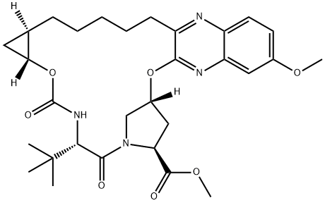 8H-7,10-Methanocyclopropa[18,19][1,10,3,6]dioxadiazacyclononadecino[11,12-b]quinoxaline-8-carboxylic acid, 5-(1,1-diMethylethyl)-1,1a,3,4,5,6,9,10,18,19,20,21,22,22a-tetradecahydro-14-Methoxy-3,6-dioxo-, Methyl ester, (1aR,5S,8S,10R,22aR)-