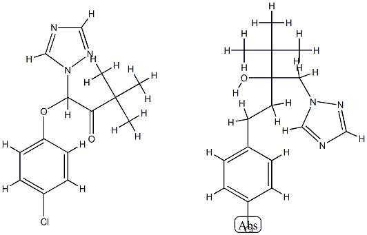 2-Butanone, 1-(4-chlorophenoxy)-3,3-dimethyl-1-(1H-1,2,4-triazol-1-yl) -, mixt. with alpha-(2-(4-chlorophenyl)ethyl)-alpha-(1,1-dimethylethyl )-1H-1,2,4-triazole-1-ethanol Struktur