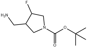 3-Aminomethyl-4-fluoro-pyrrolidine-1-carboxylic acid tert-butyl ester Struktur