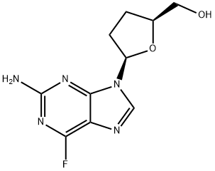 6-Fluoro-2-amino-9-(2,3-dideoxy-β-D-glycero-pentofuranosyl)-9H-purine Struktur