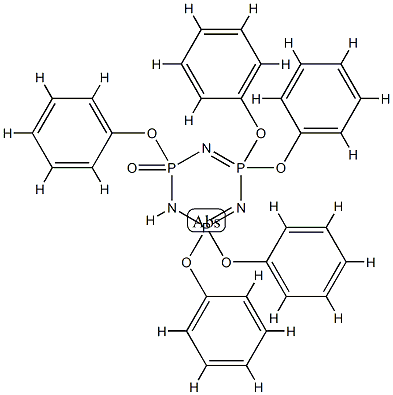 2,2,4,4,6-pentaphenoxy-1,3,5-triaza-2$l^{5},4$l^{5},6$l^{5}-triphospha cyclohexa-1,3-diene 6-oxide Struktur