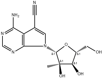 4-Amino-7-(2-C-methyl-beta-D-ribofuranosyl)-7H-pyrrolo[2,3-d]pyrimidine-5-carbonitrile Struktur