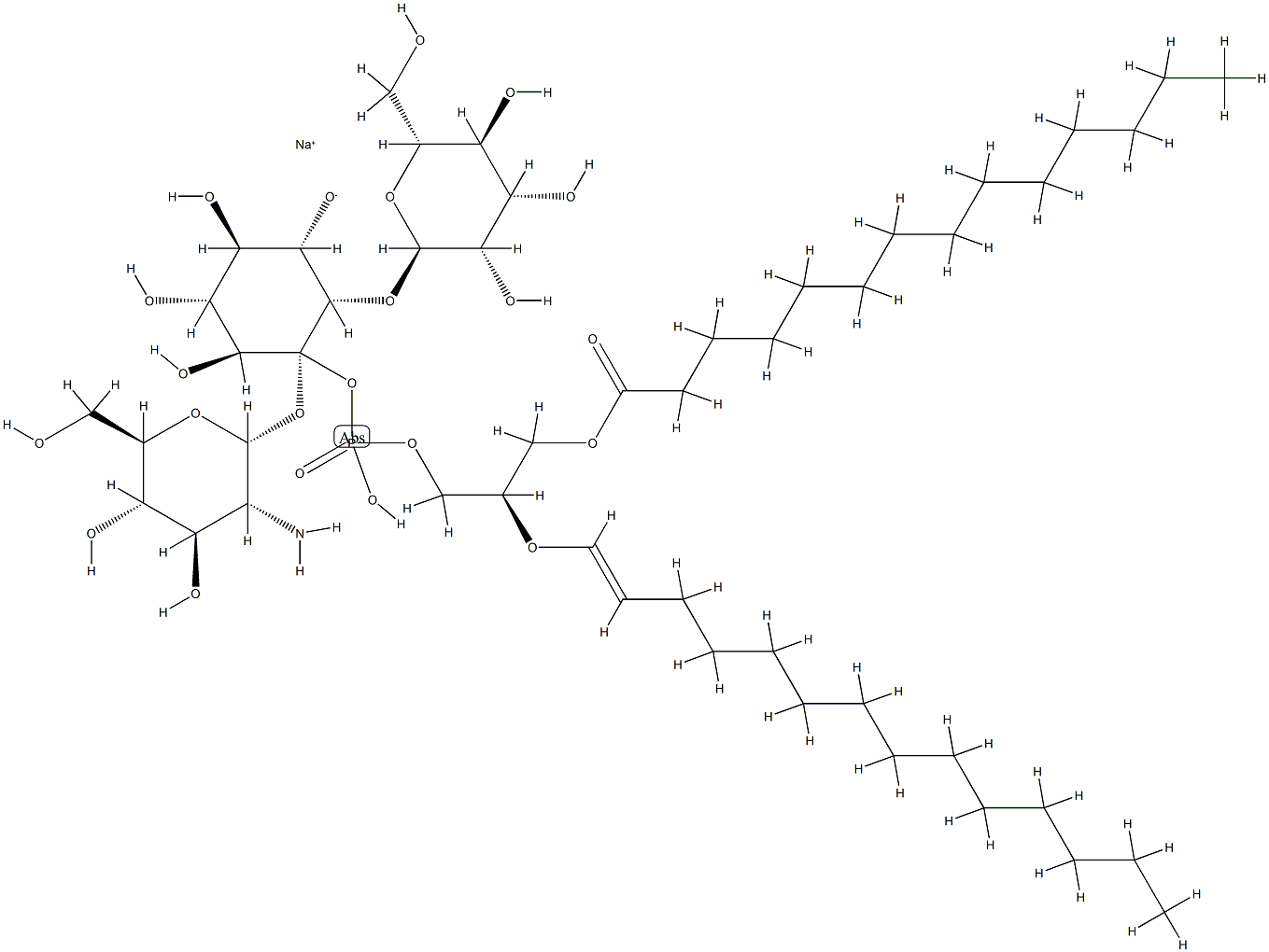 O-mannopyranosyl-1-4-O-2-amino-2-deoxyglucopyranosyl-1-6-myo-inositol 1-(1,2-di-O-myristoyl-sn-glycer-3-yl hydrogen phosphate) Struktur