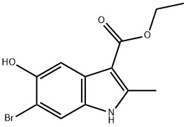 6-Bromo-5-hydroxy-2-methyl-1H-indole-3-arboxylic acid, ethyl ester Struktur