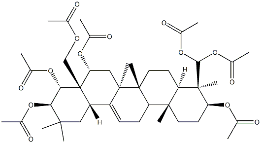 5α-Olean-12-ene-3β,16α,21β,22α,24,24,28-heptol heptaacetate Struktur