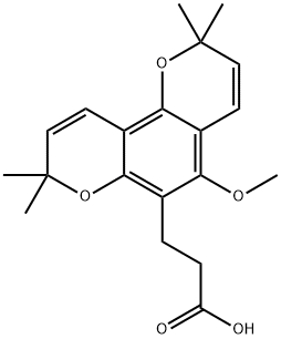 5-Methoxy-2,2,8,8-tetramethyl-2H,8H-benzo[1,2-b:3,4-b']dipyran-6-propanoic acid Struktur