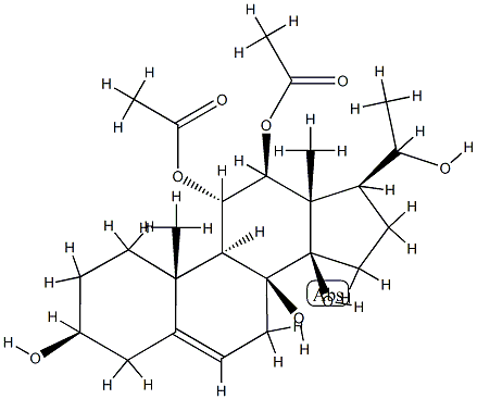 Pregn-5-ene-3β,8,11α,12β,14β,20-hexol 11,12-diacetate Struktur