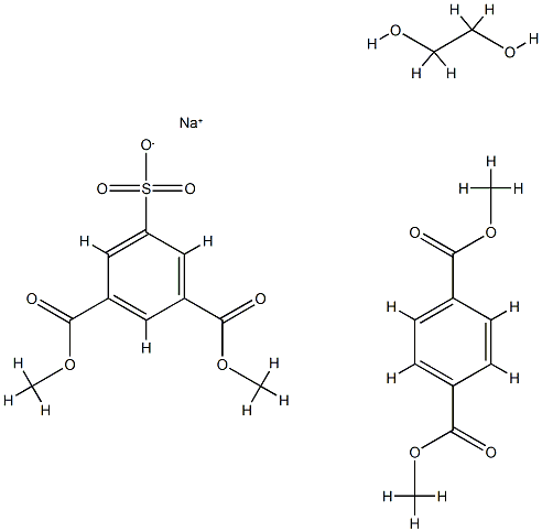 1,3-Benzenedicarboxylic acid, 5-sulfo-, 1,3-dimethyl ester, sodium salt, polymer with dimethyl 1,4-benzenedicarboxylate and 1,2-ethanediol Struktur