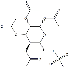 β-D-Mannopyranose 1,2,3,4-tetraacetate 6-methanesulfonate Struktur