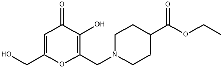 ethyl 1-{[3-hydroxy-6-(hydroxymethyl)-4-oxo-4H-pyran-2-yl]methyl}piperidine-4-carboxylate Struktur