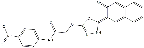 2-{[5-(3-hydroxynaphthalen-2-yl)-1,3,4-oxadiazol-2-yl]sulfanyl}-N-{4-nitrophenyl}acetamide Struktur