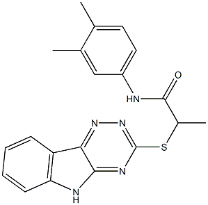 N-(3,4-dimethylphenyl)-2-(5H-[1,2,4]triazino[5,6-b]indol-3-ylsulfanyl)propanamide Struktur